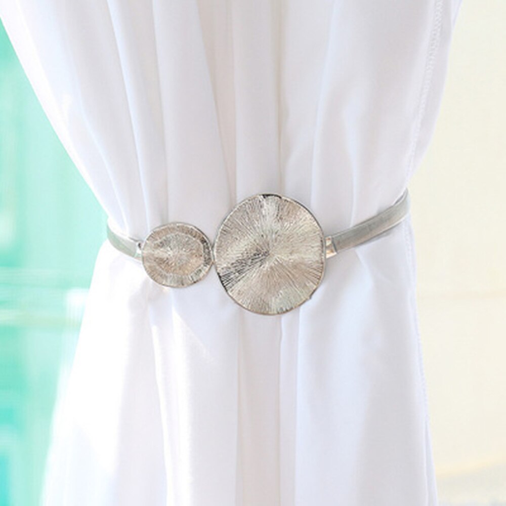 Curtains Easter Pearl Elk Buckles Window Stretchable Leaves Decorations Golden Accessories Strap Modern Feather Tieback Home: silver disc