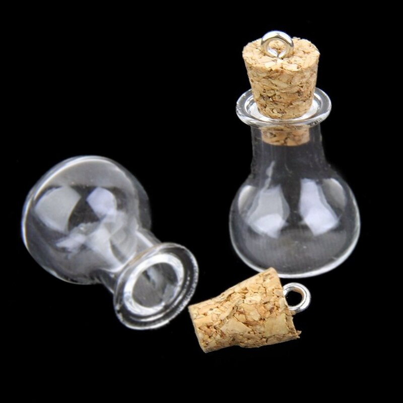 10 Stuks Glazen Fles Kurk Glazen Fles Hanger & 10 Pcs 20Ml Mini Helder Wishing Fles Bericht Glazen Flacon