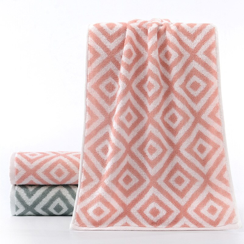 Toalla de algodón puro, toalla de mano de diamante, toalla suave absorbente 34*74, Toalla de baño: Rosa