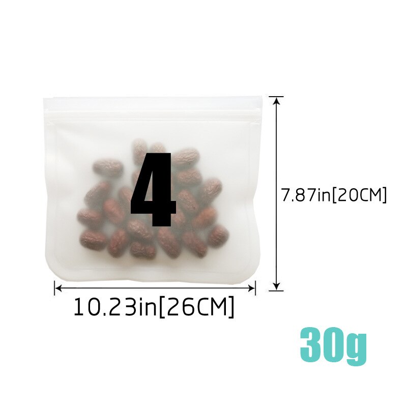 Eco-friendly Reusable Food Storage Bag Refrigerator Food Fresh-keeping Bag Snack Fruit Storage Containers Stand Up Zip Shut Bag: 20x26cm