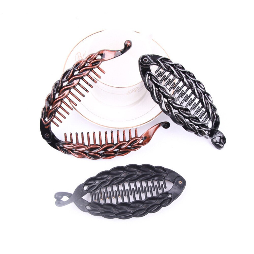 1Pcs Vintage Banaan Haar Clip Vrouwen Lui Haar Kam Clips Vis Vorm Haar Klauw Clips Haar Haarspeldjes Haarspelden Haar accessoires