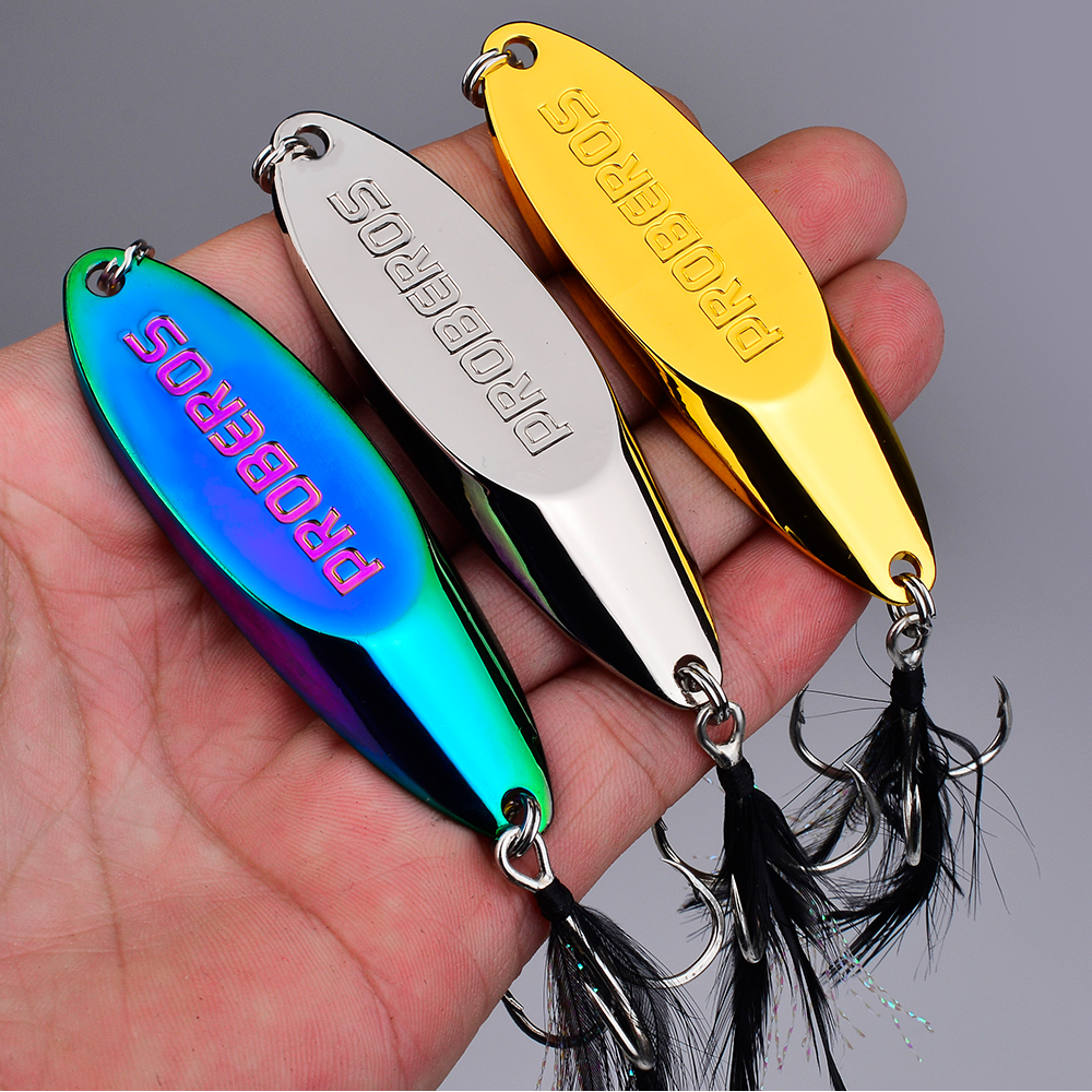 Cebo de lentejuelas de Metal de 3 piezas con ganchos reforzados y lentejuelas biseladas-cuchara larga para cebo de natación Artificial y acción oscilante
