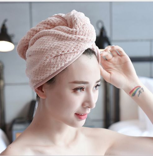 Quick Dry Head Shower Cap Protect Hair From Hair Dryer Towel Hair Wrap Soft Microfibre Bath Turban Has Button Loop Keep Securely