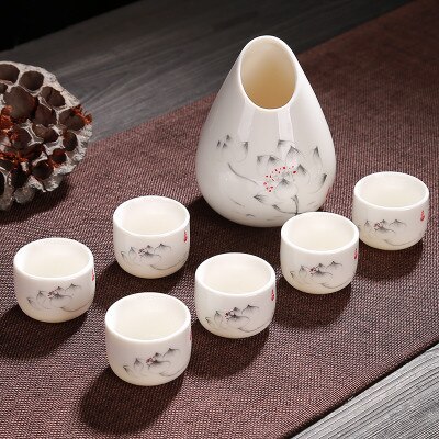 Kiina keraaminen valkoviinin erotin viina väkevä kuppisetti japanilainen sakepullo pieni viinipannu keittiö korealainen barware juoma-astia: 3