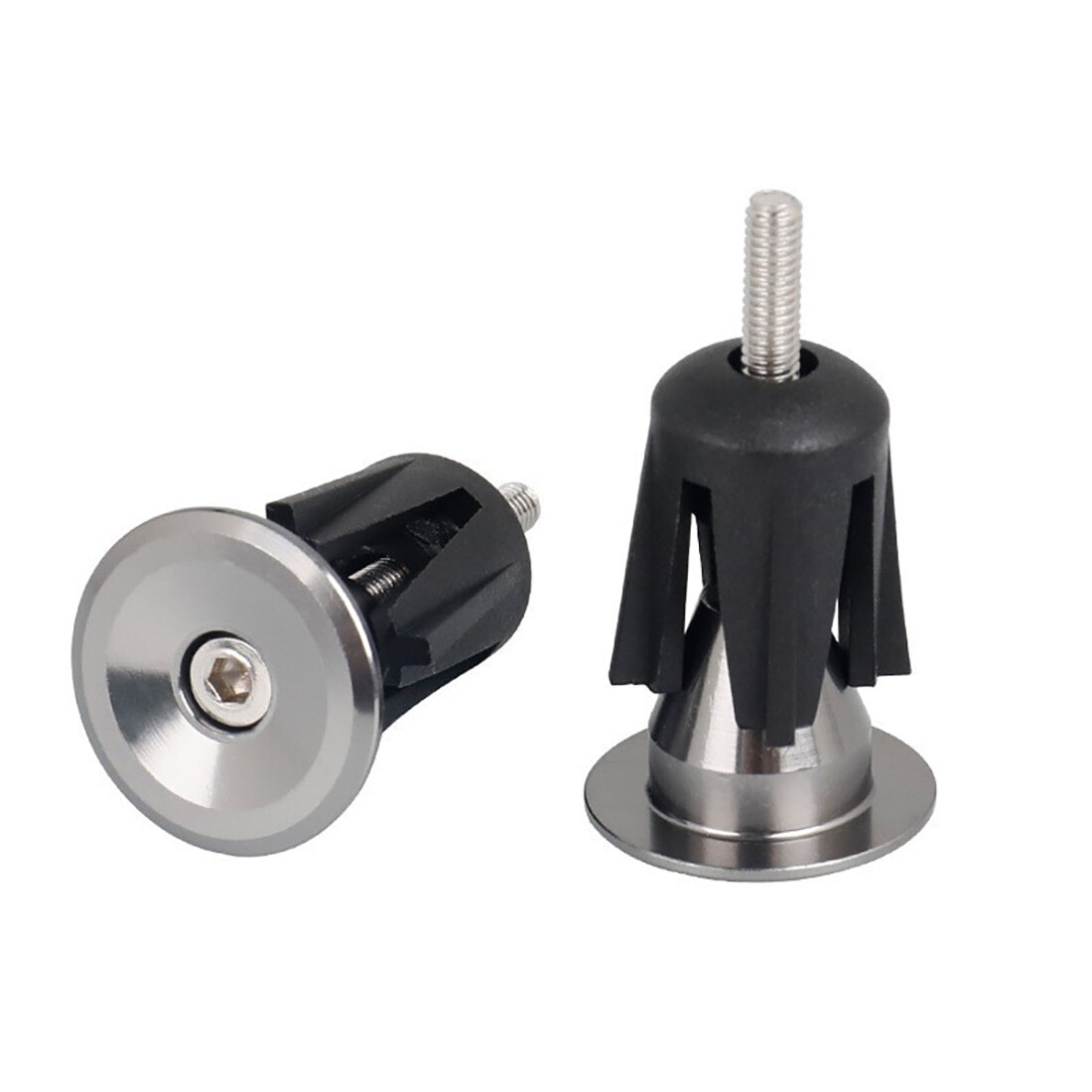 1 pair Bike Grip Handle Bar End Cap Aluminium Alloy MTB Handlebar Grips Plugs Caps for Bicycle Handlebar Accessory: silver