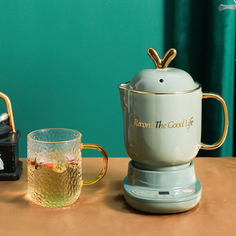 Household full automatic ceramic cup multi-functional life kettle, medicine boiling tea pot, constant temperature electric: Cup Light Green