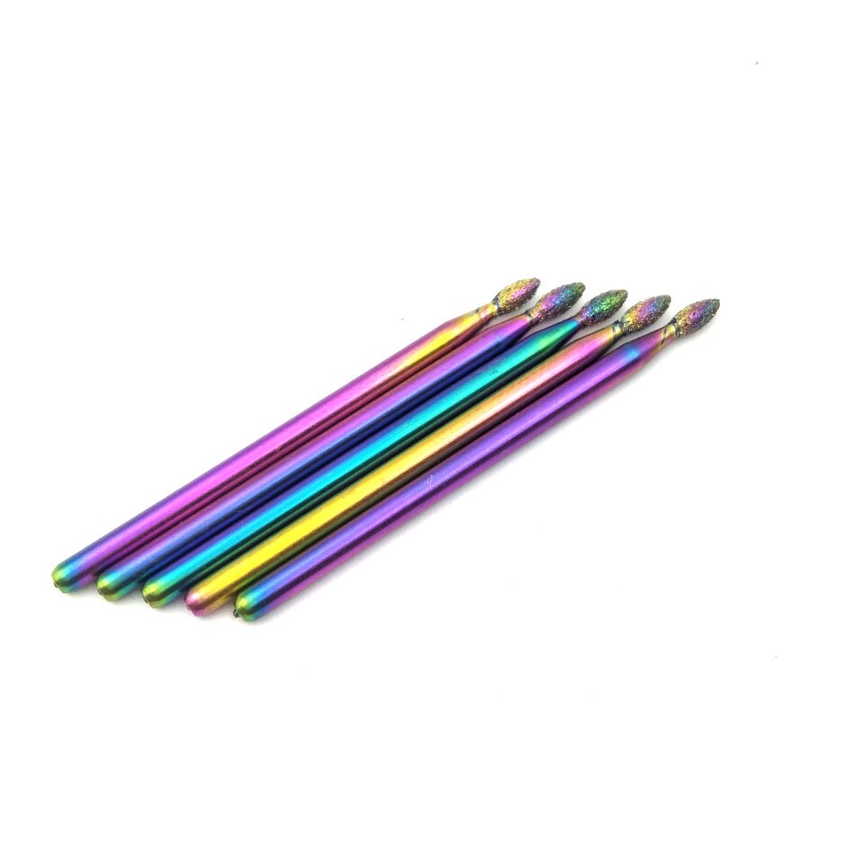 Broca para uñas HYTOOS 2*4mm arcoíris diamante 3/32 "taladros eléctricos accesorios herramientas rotativas de diamante fresas para manicura