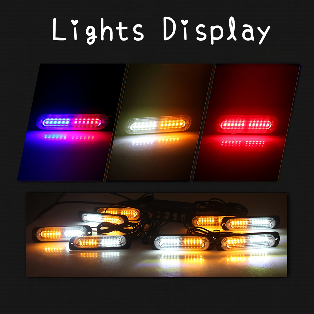 1 Set 16*12 LED 12V Strobe Lights For Car Emergency Ambulance Police Flashing Light With Remote Control Red White Amber Blue