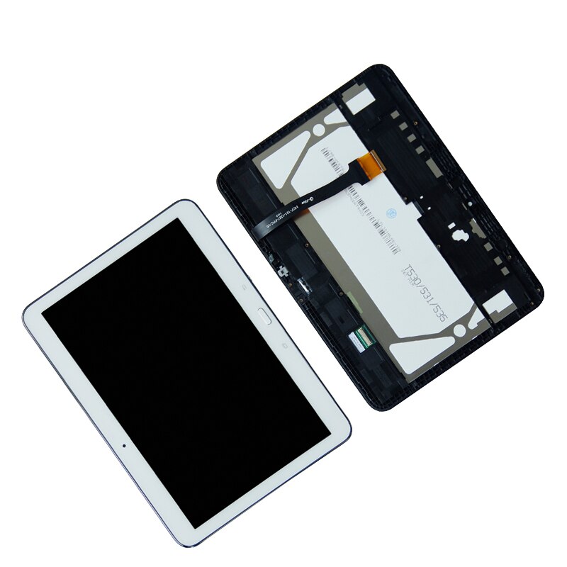 Pantalla LCD Original de 10,1 pulgadas para Samsung Galaxy Tab 4 SM-T530 T535, pantalla táctil, ensamblaje digitalizador de pantalla LCD con marco: White with frame