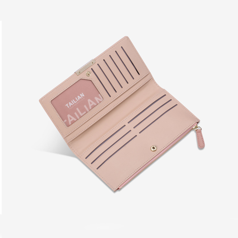 Tweevoudig Lange Portemonnee Voor Vrouwen Koreaanse Mode Creditcardhouder Met Broekzak Clutch Portemonnee Gemaakt Van Leer Slanke portefeuilles