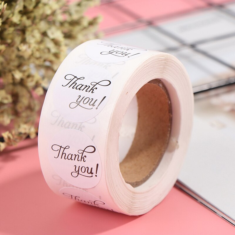 500PCS Stationery Stickers Thank You Series Round Sticker White Seal Labes for Baking Package and Christmas Decoration: Default Title