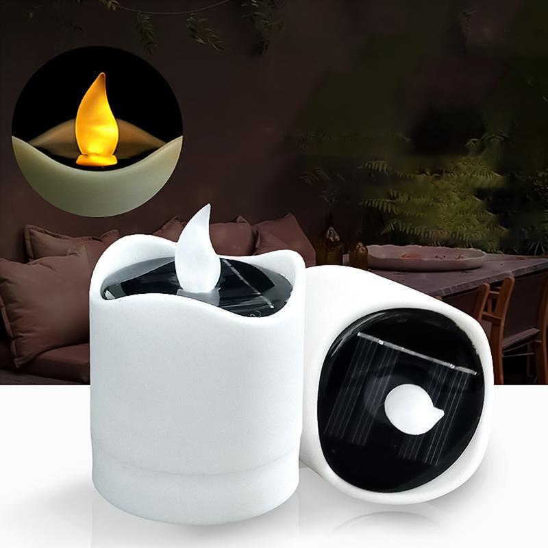 Velas alimentadas por energía Solar 6X velas sin llama para exteriores con Sensor de luz luces de té impermeables para linterna jardín Camping hogar
