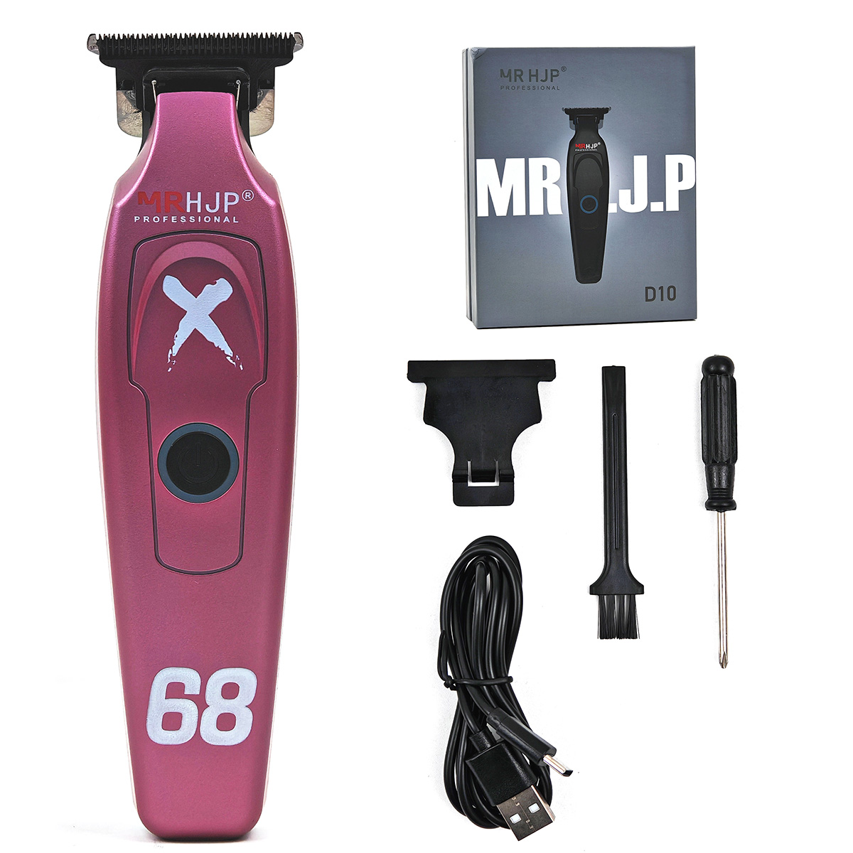 HJP D10 7000 rpm 1800 mAh Professionele heren Tondeuse 0 Afstand DLC Blade Hoge Snelheid Geluidsarme Tondeuse voor Kapper: Paars