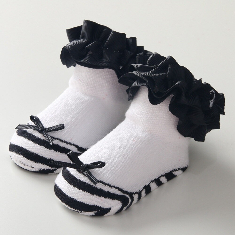 Autumn Socks Stripes Black White Lace Bow Girl Striped Casual Soft Unisex Baby Gilrl Socks Infant School Sport Baby Girl Clothes