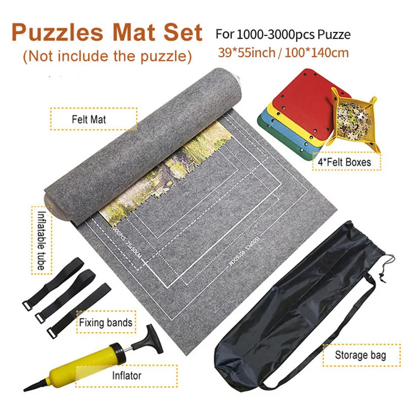 Professionele Puzzel Rolmat Deken Vilten Mat tot 1500/2000/3000 Stuks Accessoires Puzzel Draagbare Reizen Opbergtas: Kaki