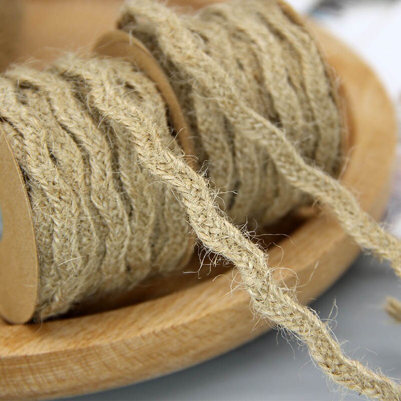 Nici Macrame sznur liny DIY Wykonany ręcznie wielofunkcyjne zawijane sznurki nici 5M rustykalna juta sznurek tkactwo liny konopne sznurek jutowy