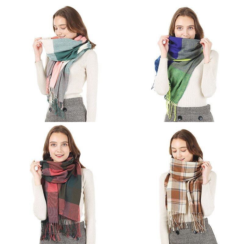 Catei Karrui Dame Winter herbst schal denker warme weibliche schal Schal Frauen einfarbig kaschmir schals mit quaste