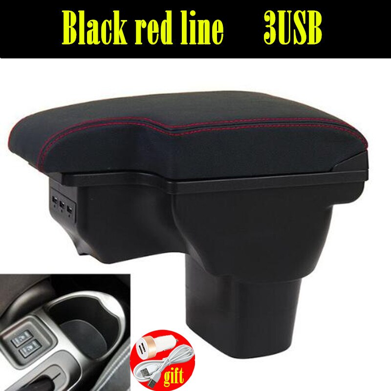 Dla NISSAN juke podłokietnik 2010-2019 dla Infiniti ESQ podłokietnik samochdoowy akcesoria robić pudełek wnętrze schowek części robić modernizacji: czerwony linia z usb