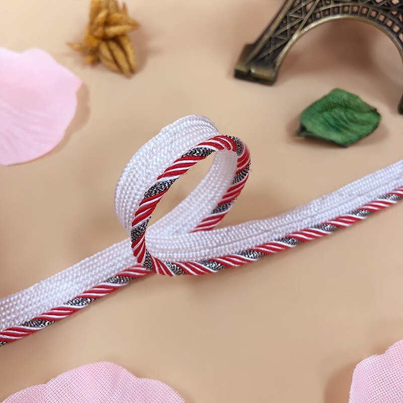 Ribete de cordón de labio de tubería, accesorio de Material de 1cm, blanco, negro, rojo y plateado, cojín de almohada, borde de tapicería, suministros de costura: 03