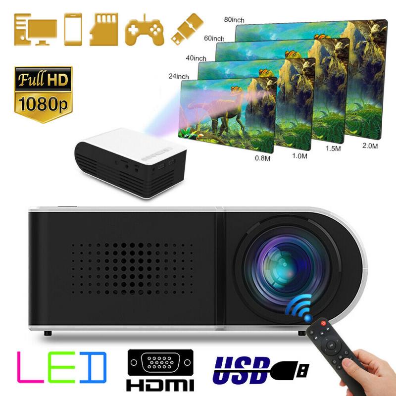 1pc White/blue Portable 1080P Mini LED 3D Projector Home Cinema Theater Video Multimedia USB Projector Built-in Stereo Speakers