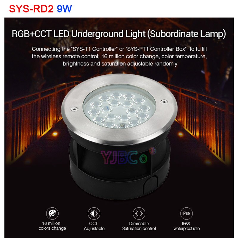 Miboxer Rgb + Cct Led Ondergrondse Licht SYS-RD1 SYS-RD2 5W 9W Ondergeschikte Lamp Waterdicht Spotlight Outdoor Light Remote controle: SYS-RD2