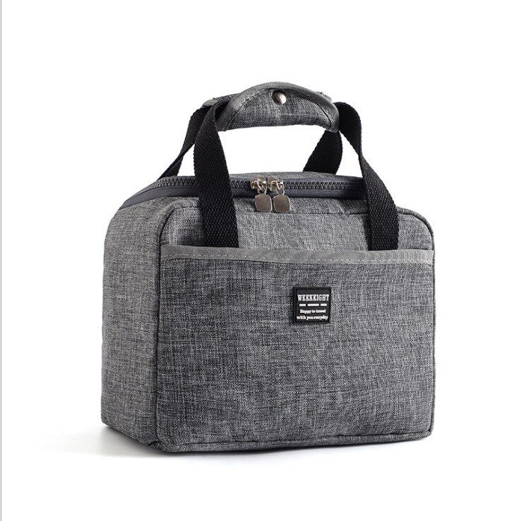 Draagbare Lunch Tas Thermische Geïsoleerde Lunch Box Tote Koeler Handtas Bento Pouch Diner Container School Voedsel Opslag Zakken: Gray