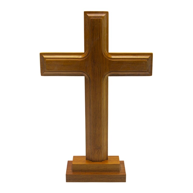 Houten Staande Kruis Decor Altaar Kruis Met Stand Dubbelzijdig Display Tafel Cross Voor Thuis Kapel Kerk Decor Christian