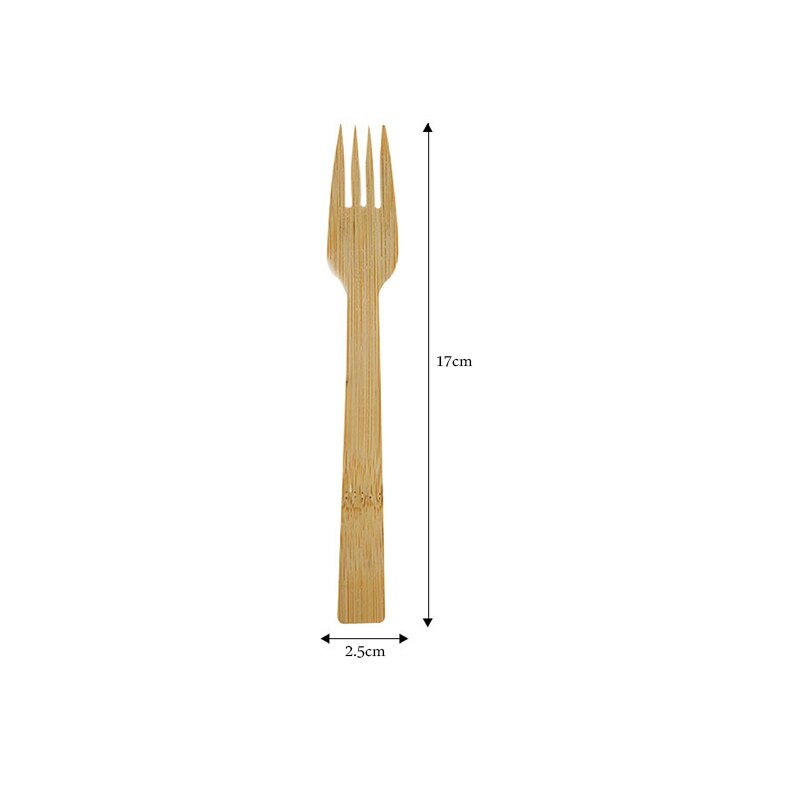 1-100Pcs Goedkope Milieuvriendelijke Wegwerp Bamboe Lepel Vork Mes Set Bamboe Hout Bestek Bestek Set Party Restaurant Bruiloft gebruik: Disposable Fork