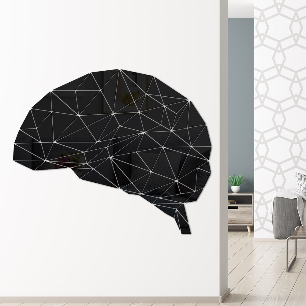 Psykolog hjerne sind formet akryl 3d spejl klistermærke væg indretning vægmaleri spejl neurovidenskab hjerne anatomi diy espejos de pared