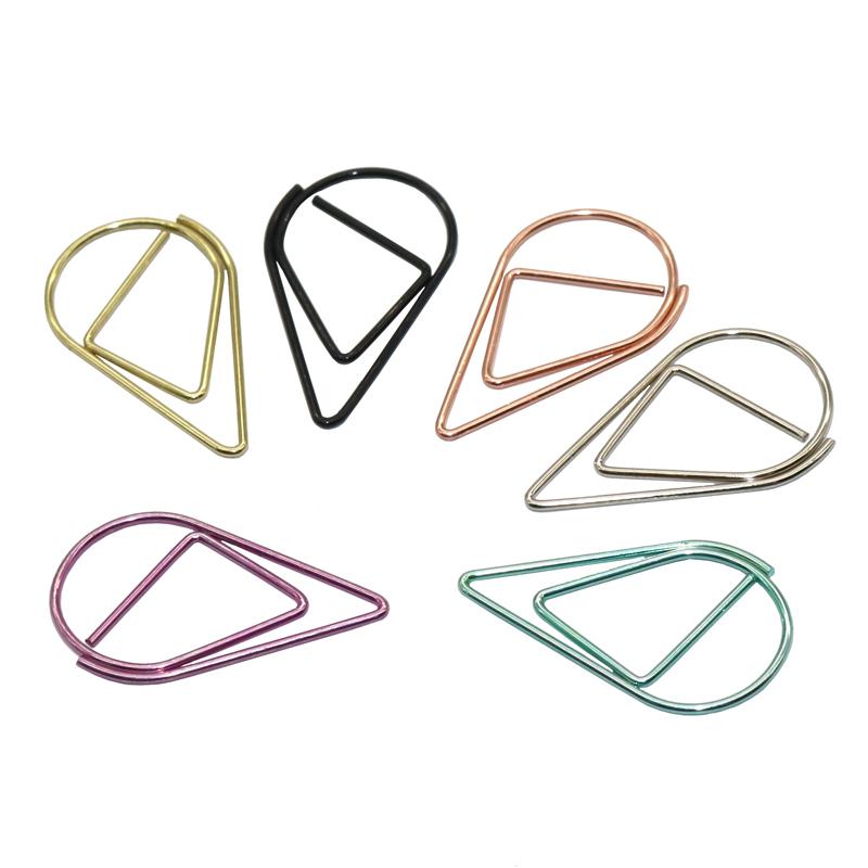 Clips de papel con forma de gota, Material metálico en 6 colores, divertido marcador Kawaii, para oficina, Shool, papelería, marcado, 60 uds.: 6 colors X 10 pcs