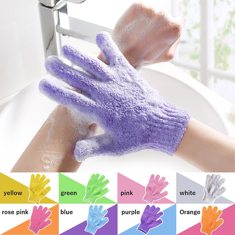 Bad för exfoliering handske rengöring kropp bubblare massage svamp tvätta huden fuktgivande spa fem fingrar dusch skrubb handskar skum