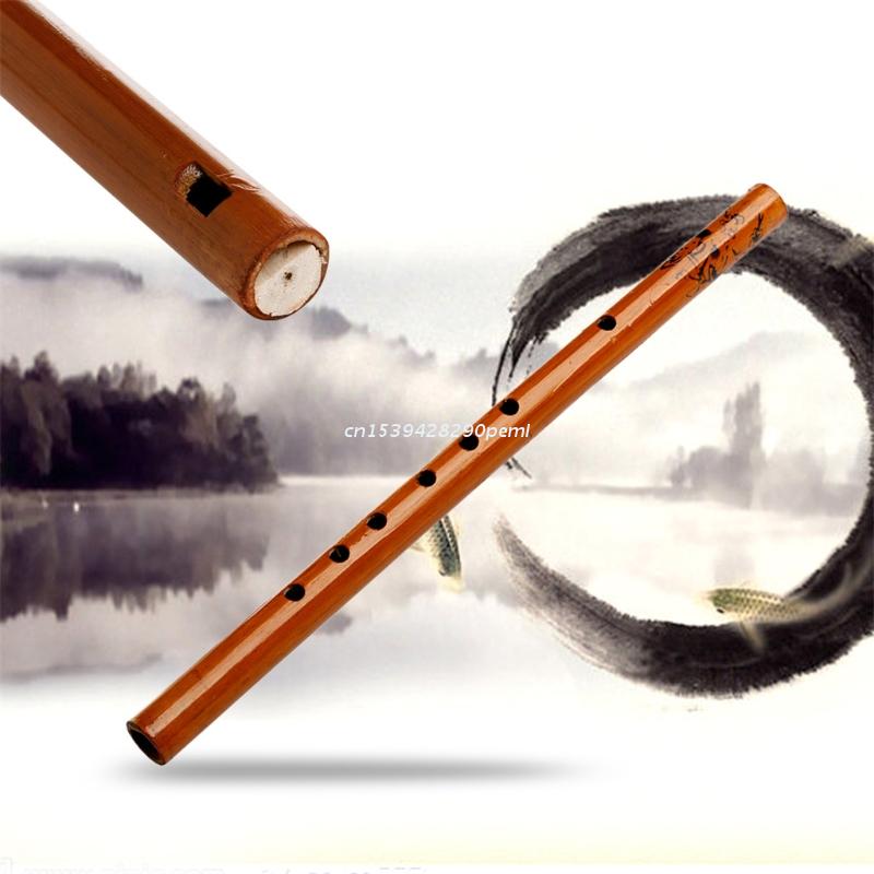 Traditional 6 Hole Bamboo Flute Clarinet Student Musical Instrument Wood Color