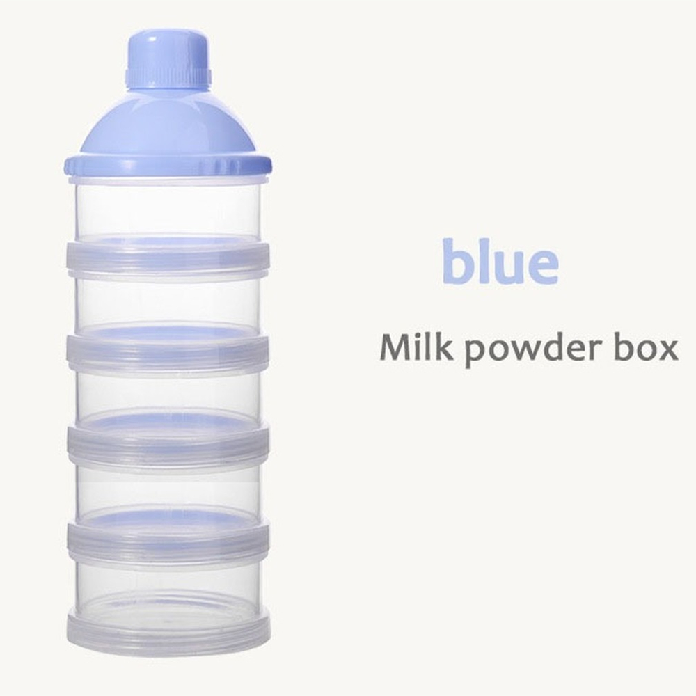 Distributeur Portable de lait en poudre, récipient de stockage des aliments, boîtes d&#39;alimentation pour bébés enfants en bas âge 4/5 grille boîte de stockage des aliments pour bébés: Blue- 5 Layer