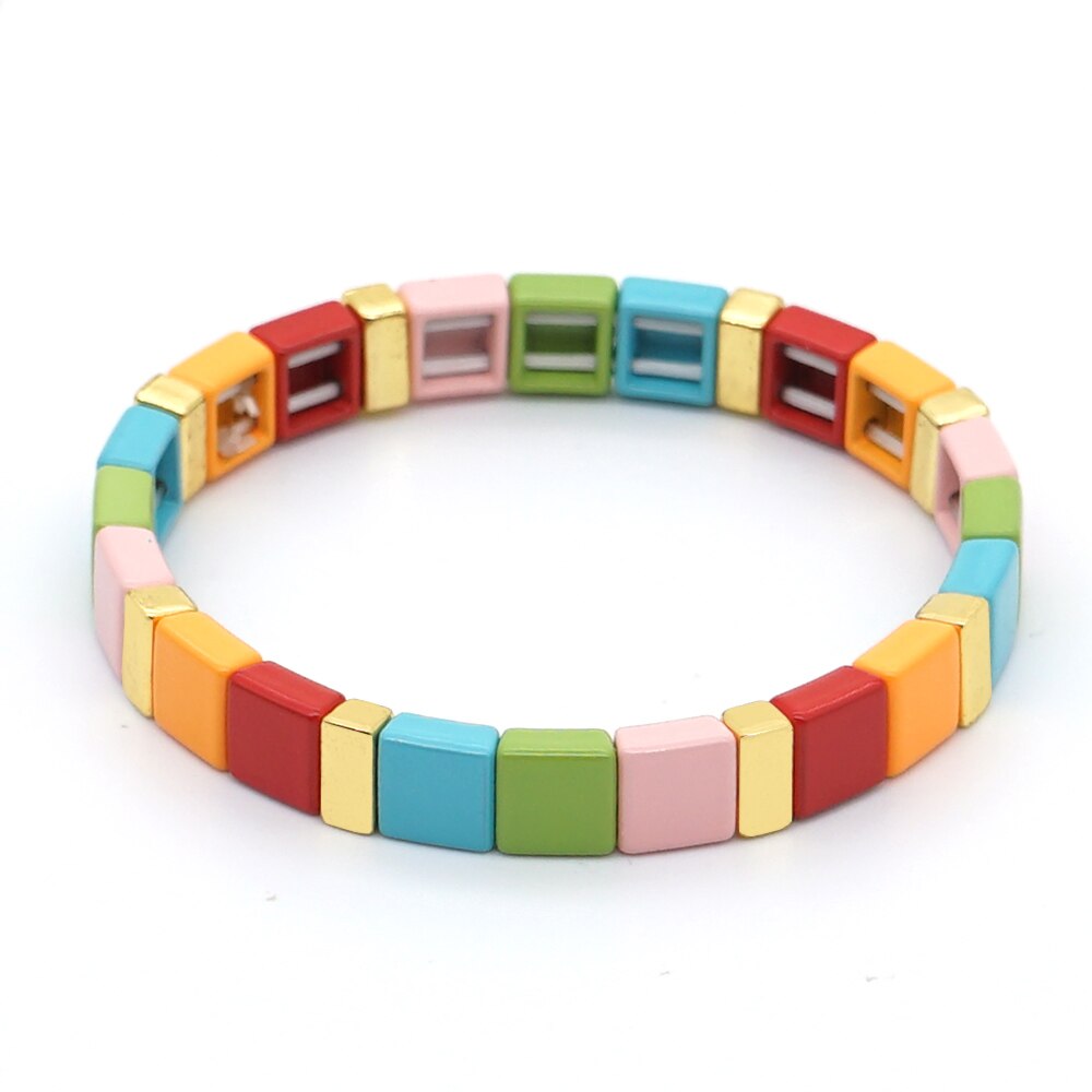 Shinus Braccialetti Arcobaleno per Le Donne Fatti A Mano Smalto Piastrelle in Rilievo Del Braccialetto di Modo Pulseras Boemia Armbanden Commercio tutto'ingrosso Dei Monili