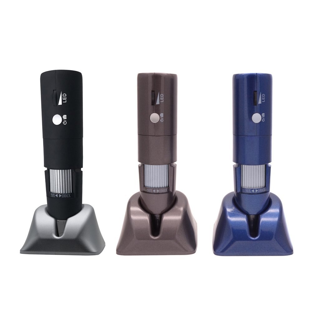 Mini Portable 2MP HD Wireless WIFI Digital Microscope 50~1000X 8LED Rotary Base Electronic Microscope Adjustable Brightness