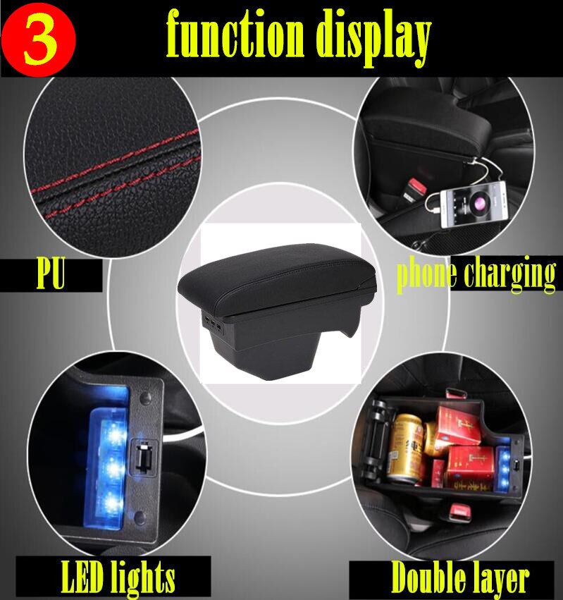 Accoudoir en cuir pour citroën C4 – , , 20132014, , , , boîte d&#39;interface USB, boîte de rangement, Modification