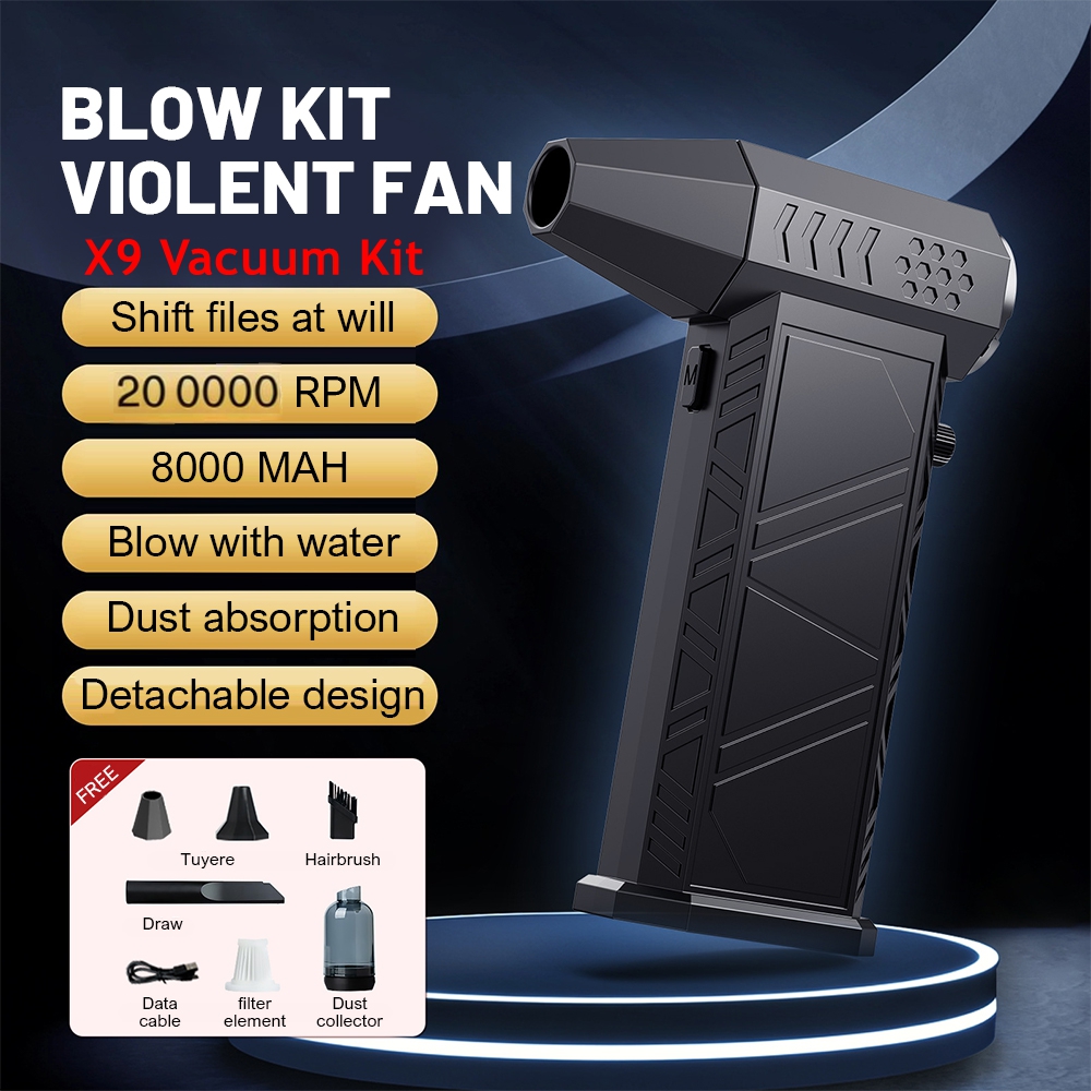 X6 Violent Fan 200000RPM Powerful Air Blower X9 Vacuum Dust Cleaner Type-C Charging Strong Wind 53m/s Brushless Turbo Jet Blower: Silver