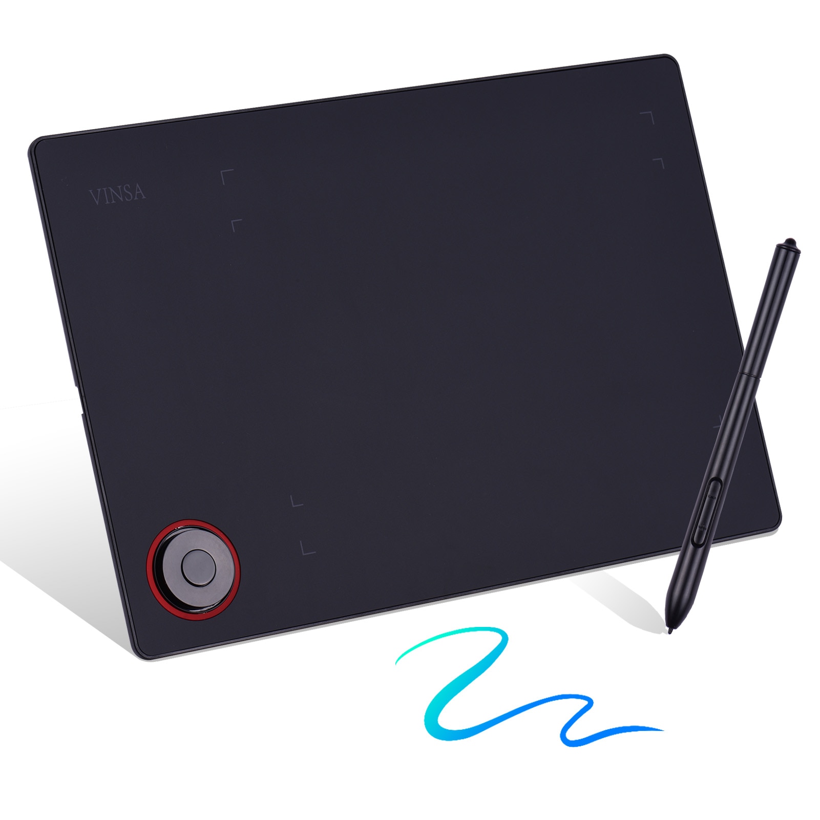 Graphics Drawing Tablet Writing Board Controller Knob 8192 Levels Battery-Free Stylus Support PC/Laptop Connection