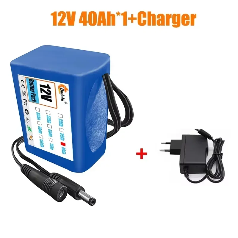 18650 3S2P 12V 40000mah Original Lithium Ion Battery DC 12.6V 40Ah Rechargeable CCTV, Camera Monitor Replacement Battery+Charger: Pink