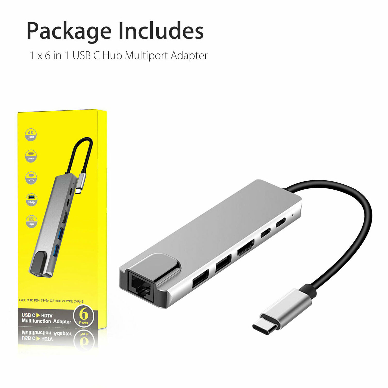 HUB USB-C / Type-C vers USB 3.0 x 3 + USB-C / Type-C + HDMI + RJ45 +  Lecteur de carte SD / TF Adaptateur HUB multifonction