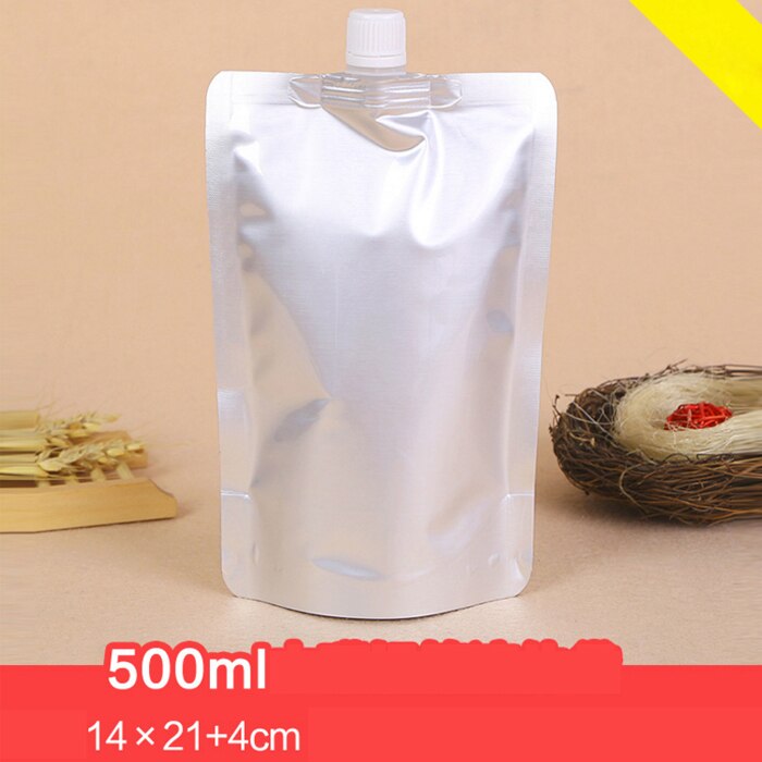 Stående pip vätskepåse återanvändbar tålig aluminiumfoliepåse öljuice dryckespåse förseglad förpackningspåse portabel 20 st/lot: 500ml a