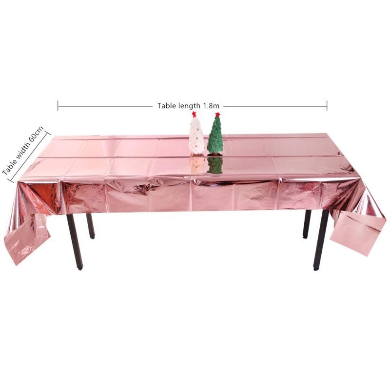 Disposable Tablecloth Christmas Halloween Party Decoration Multi-colors Metallic Foil Plastic Tablecover Rose Gold Plastic Table