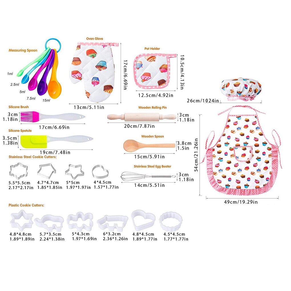 20 Pcs/ Set Chef Cooking Set For Kids Kitchen DIY Cake Pastry Dessert Making Baking Kits Funny Children Kitchenware