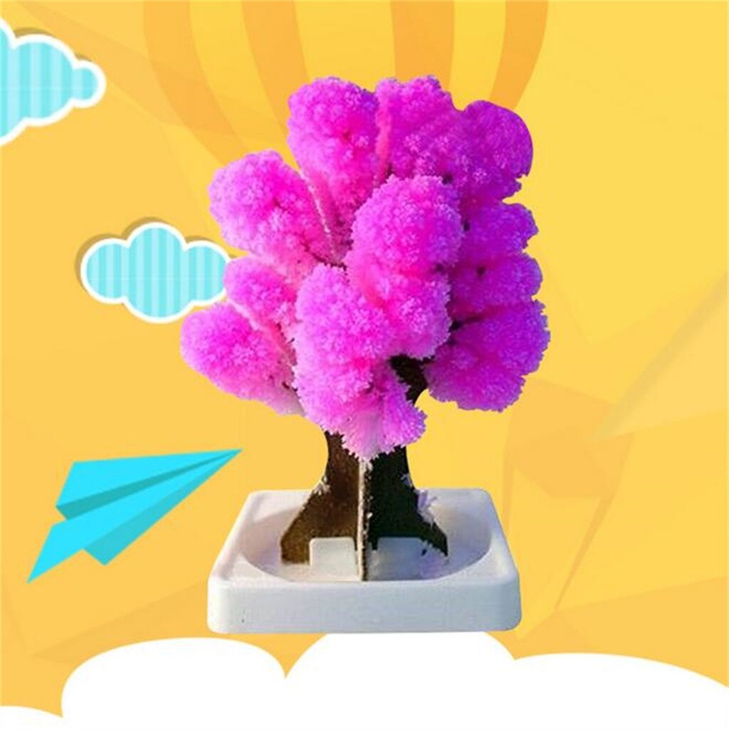 Visual Magic Artificial Sakura Trees Decorative Growing DIY Paper Tree Novelty Baby Toy Flower Exploring navidad