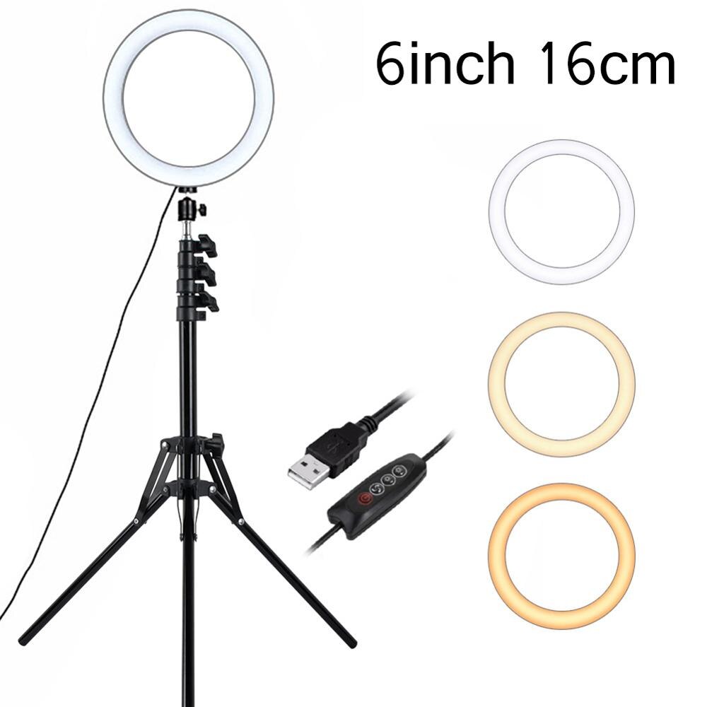 16/26 centimetri Selfie Anello di Luce e Treppiede 6/10 pollici Della Macchina Fotografica LED Ad Anello di Luce per il iPhone treppiede Supporto Del Telefono per il Video Fotografia: 6 inch 16cm