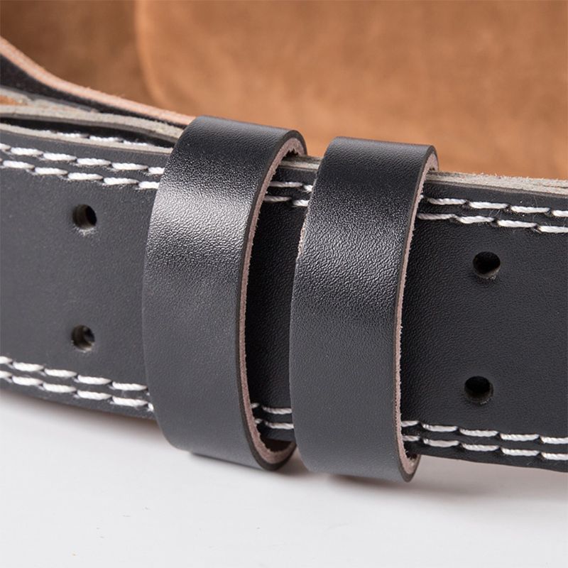Unisex Faux Leather Weight Lifting Belt Double Prong Power Waistband Gym Bodybuilding Workout Lower Back Lumbar Support