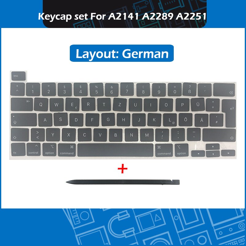 Jaar Laptop A2141 A2289 A2251 Key Cap Set Azerty Voor Macbook Pro Retina 13 "16" Keycaps toetsen Toetsenbord Reparatie: German Layout