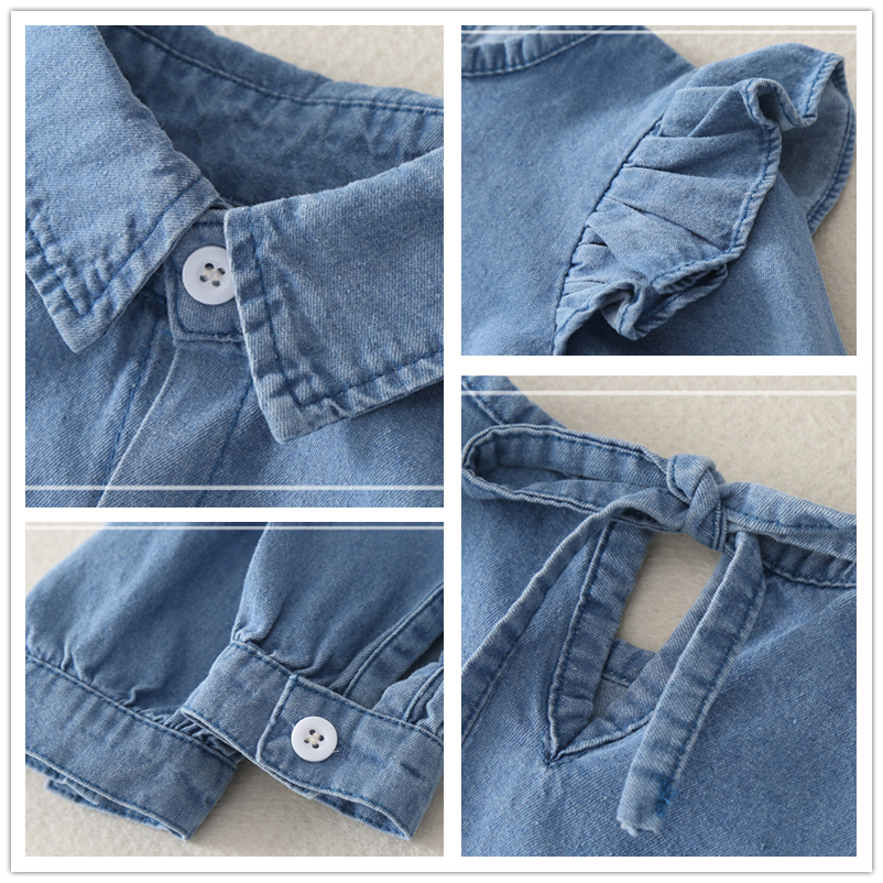 Pasgeboren Kleding 0-18M Lente Baby Meisjes Jongens Lange Mouwen Bodysuits Blauw Denim Korte Mouwen Single Breasted Jongens meisjes Jumpsuits