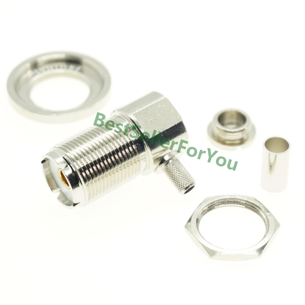 UHF Also239 weibliche Also-239 Jack murmeln crimpen RG58 RG142 LMR195 kabel rechten winkel RF Stecker