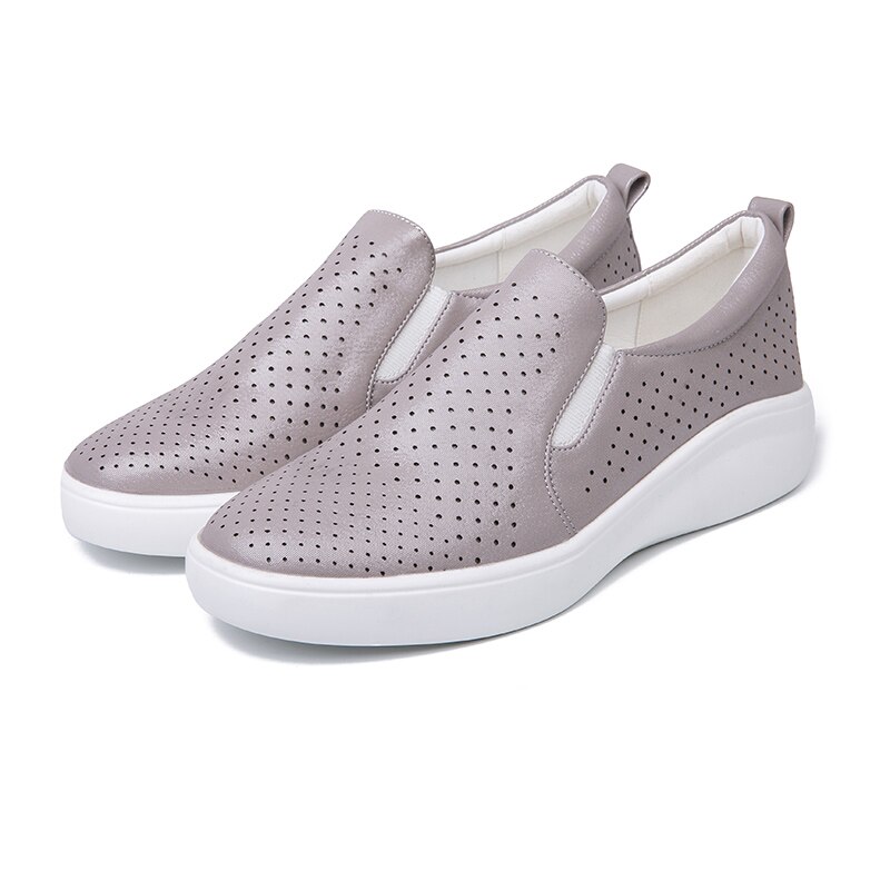 AIMEIGAO Flats Casual Vrouwen Schoenen Comfort Slip On Loafers Schoenen Comfortabele Zachte Bodem Platte Schoenen: Light Brown / 6.5